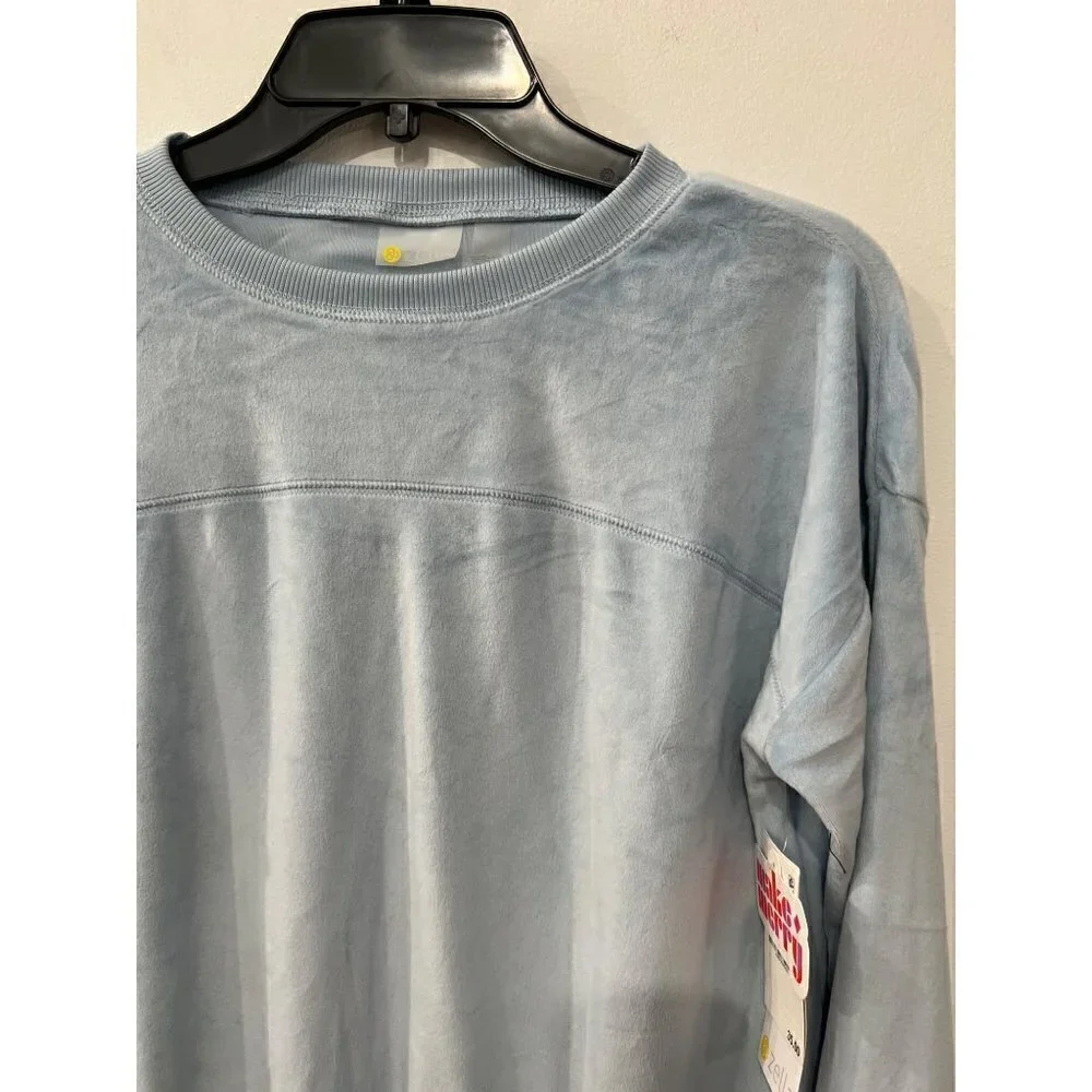 New ZELLA GIRL Kids' Size XL (14/16) Cozy Active Luxe velour Top Blue Cashmere